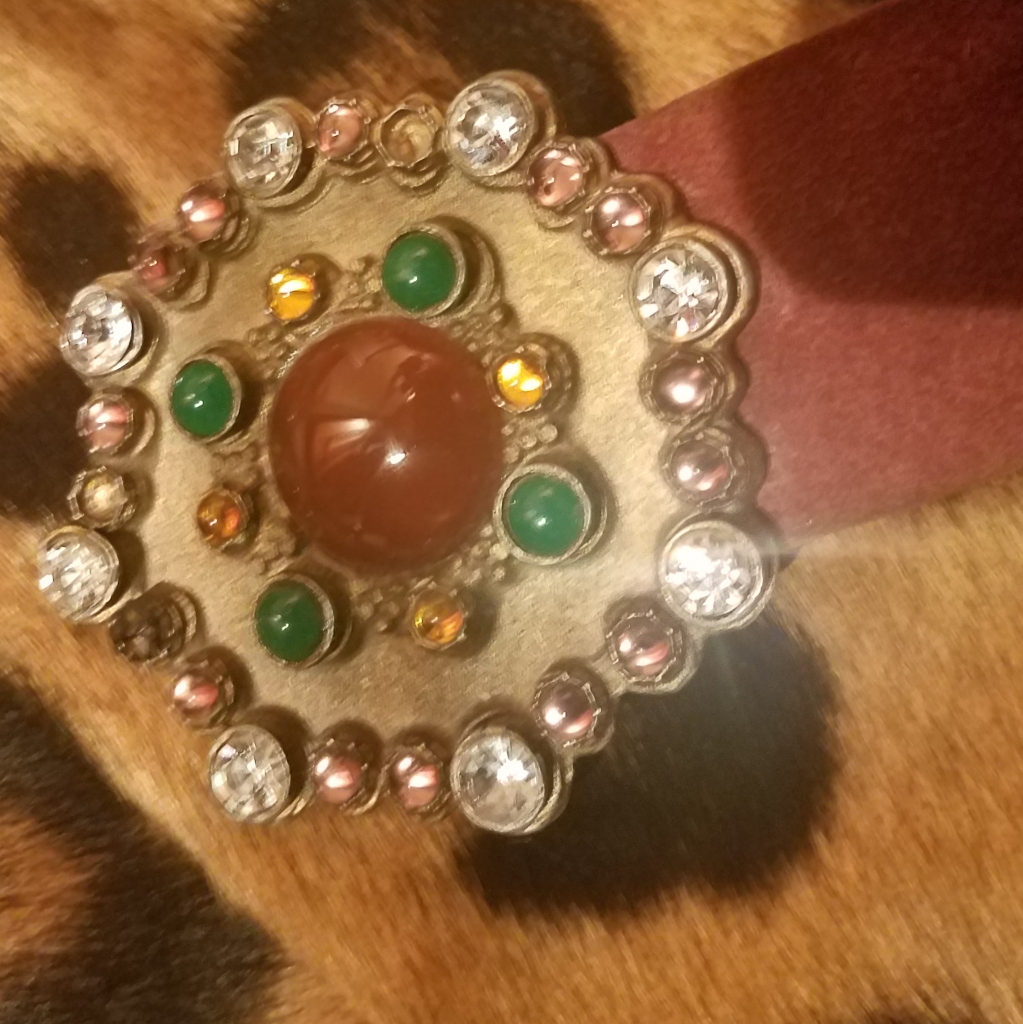 Yves Saint Laurent Suede Belt W Jeweled Buckle